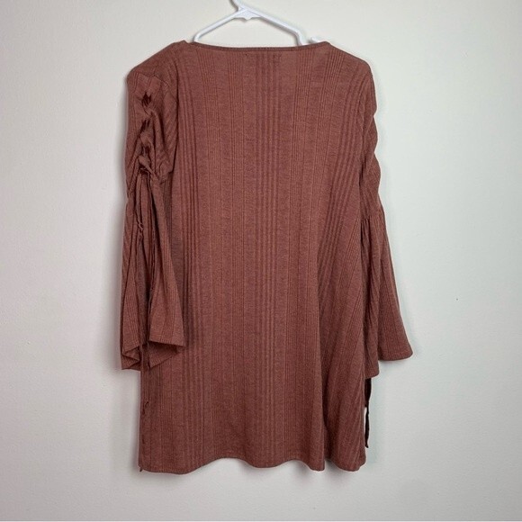 Knox Rose Desert Rose Soft V Neck Ribbed Cinched Sleeves Size S Women - Picture 8 of 11